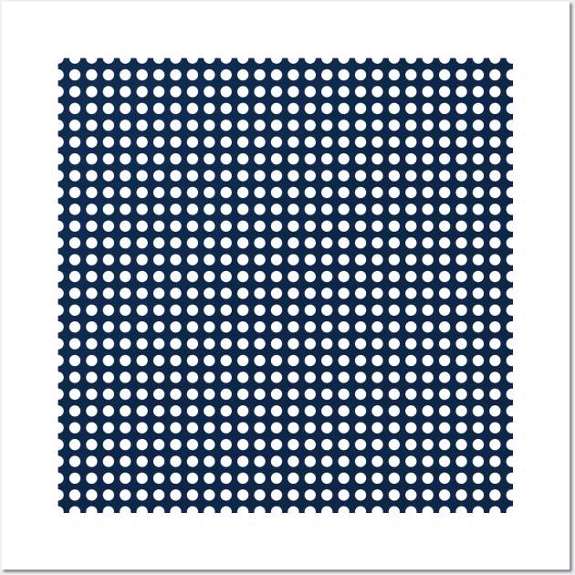 Navy Blue and White Lined Medium Polka Dots Wall Art by squeakyricardo